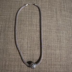 Silpada sterling silver omega necklace and silver ball pendant.